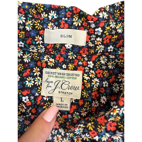 J. Crew Men's Organic Cotton Untucked Slim Fit Long Sleeve Button Front Shirt  L - Picture 3 of 9